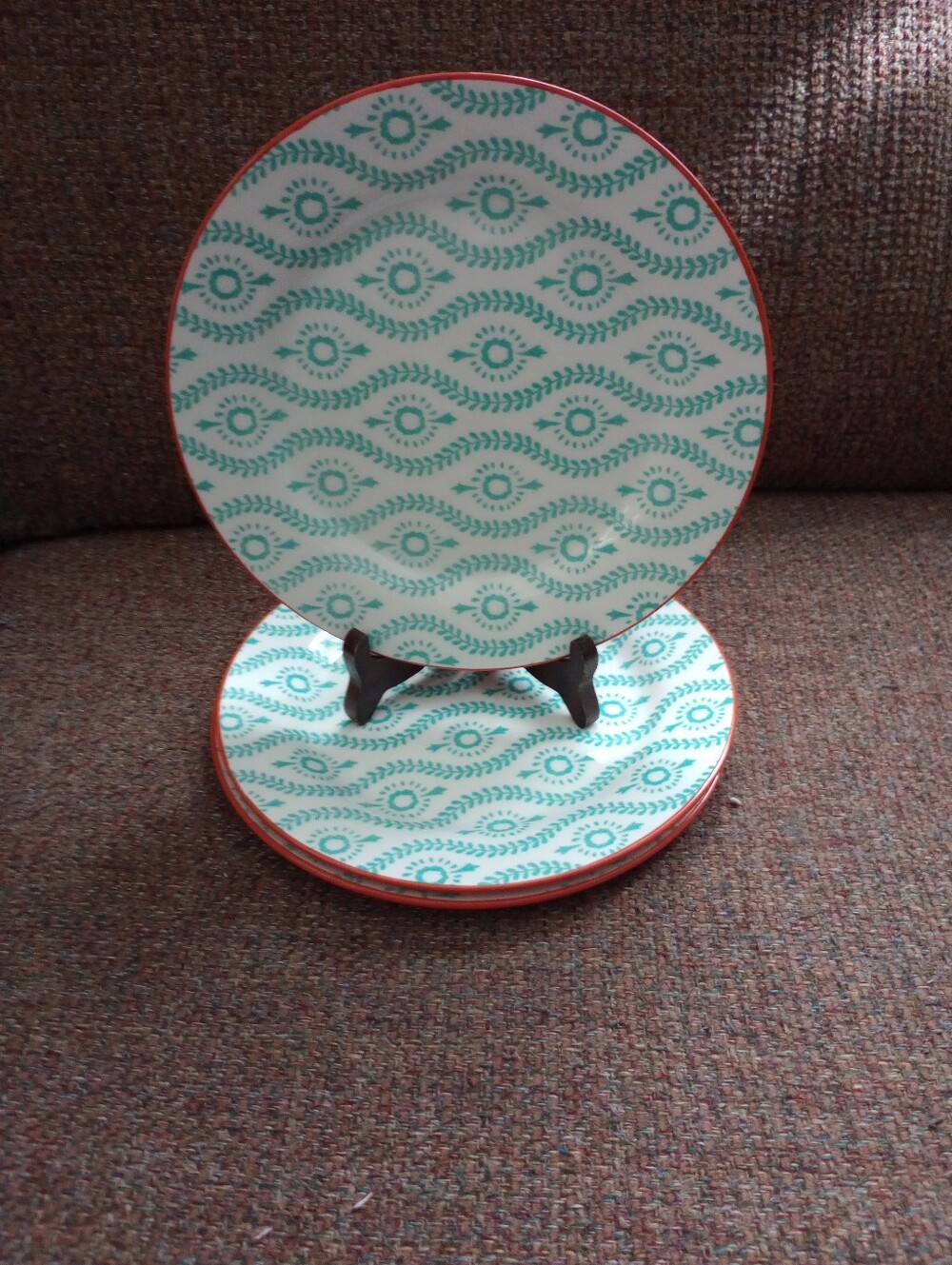 Baum Tangiers Orange/Turquoise 8.5" Salad Plates - Set of 4